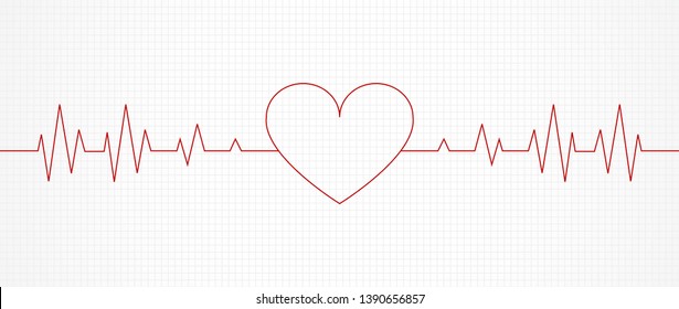 Heart pulse line for banner. Vector illustration