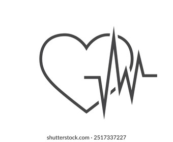 Heart with pulse line icon. Heartbeat and ecg symbol. Medical design element. Isolated vector image in simple style