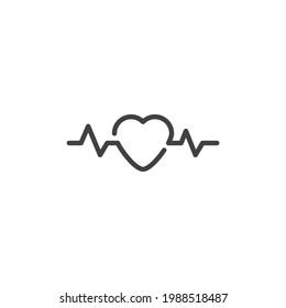 Icono de línea de pulso de corazón. signo de estilo lineal para concepto móvil y diseño web. Icono vectorial de contorno de frecuencia cardíaca. Símbolo electrocardiograma, ilustración del logotipo. Gráficos vectoriales