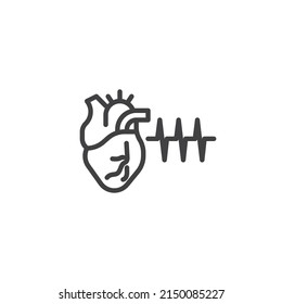 Icono de línea de pulso de corazón. signo de estilo lineal para concepto móvil y diseño web. Icono vector de contorno cardiográfico humano. Símbolo, ilustración del logotipo. Gráficos vectoriales