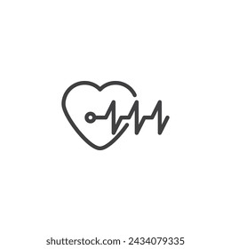 Heart with pulse line icon. linear style sign for mobile concept and web design. Heartbeat pulse outline vector icon. Cardiology symbol, logo illustration. Vector graphics