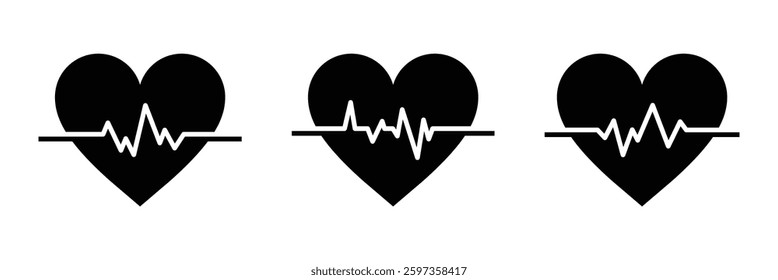 Heart with pulse line icon. Heart rate line vector. Heart rate pulse. Vector illustration.