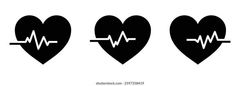 Heart with pulse line icon. Heart rate line vector. Heart rate pulse. Vector illustration.