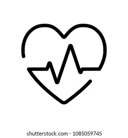 Heart and pulse line. One line style. Linear icon with thin outline