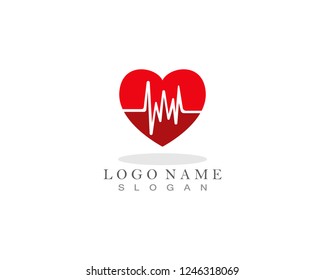 Heart pulse logo icon template vector