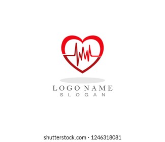 Heart pulse logo icon template vector