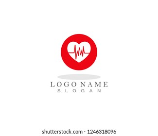 Heart pulse logo icon template vector
