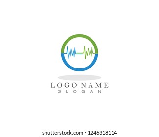 Heart pulse logo icon template vector