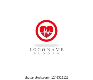 Heart pulse logo icon template vector