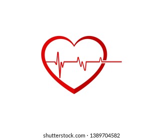 Heart pulse logo icon template vector