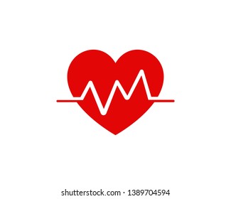 Heart pulse logo icon template vector
