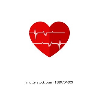 Heart pulse logo icon template vector
