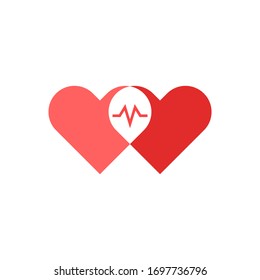 Heart pulse logo template vector icon design