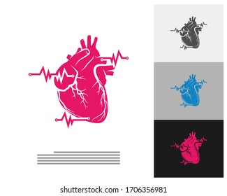 Design-Konzepte für die Vektorillustration von Heart Puls Logo, Creative Human Heart Logo