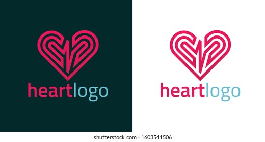 Heart Pulse Love Medical Medicine Beat Line Logotype. Hospital Clinic Cardiogram Health Vector Logo