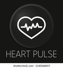Heart pulse minimal vector line icon on 3D button isolated on black background. Premium Vector.

