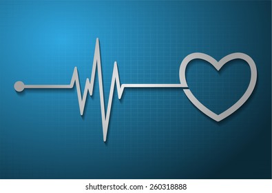 Heart pulse monitor with signal. Heart beat. vector illustration. dark blue background
