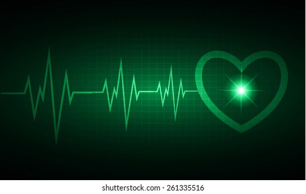 Heart pulse monitor with signal. Heart beat. vector illustration. dark green background