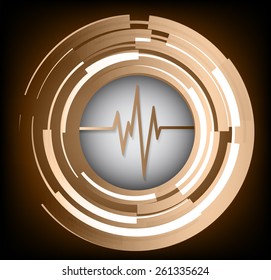 Heart pulse monitor with signal. Heart beat. vector illustration. dark brown background