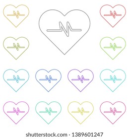 heart pulse multi color icon. Simple thin line, outline vector of Medicine icons for UI and UX, website or mobile application