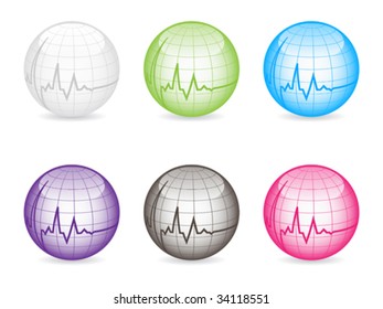 pulso de corazón en bolas de diferentes colores ilustración vectorial
