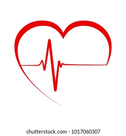 Heart pulse, one line, cardiogram - vector illustration