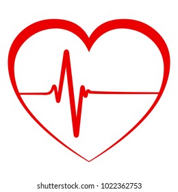 Heart pulse, one line, cardiogram - vector icon