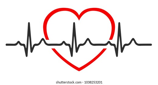 Heart pulse, one line, cardiogram, heartbeat - for stock