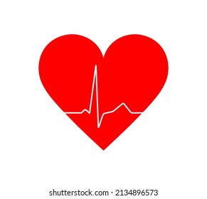 Heart pulse, one line, cardiogram. Vector illustration.