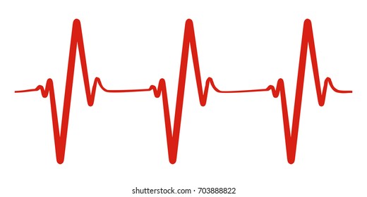 Heart pulse, one line, cardiogram - vector for stock