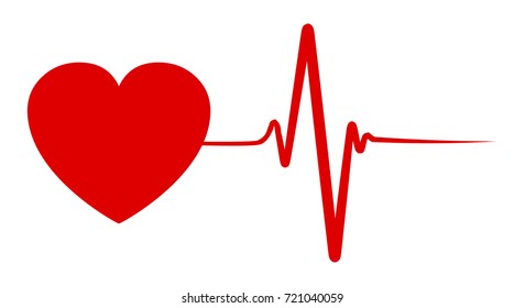 Heart pulse, one line, cardiogram - vector for stock