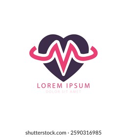 Heart and Pulse Rate Concept Health Care Logo for Medical and Wellness related Design, Vector Illustration, Isolated on White Background