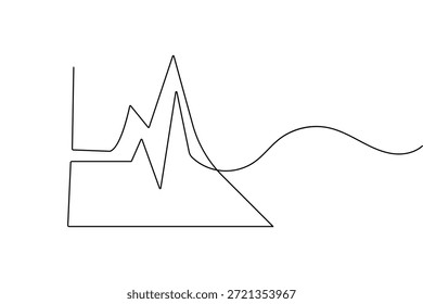 Frequência de pulso do coração contínuo desenho de uma linha estilo minimalista isolar contorno vetor arte