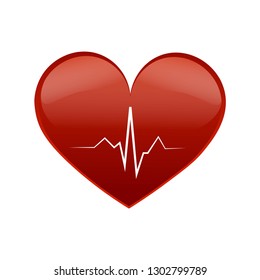 Heart pulse. Red and white colors. Heartbeat lone, cardiogram. Beautiful healthcare, medical background. Vector illustration EPS 10.