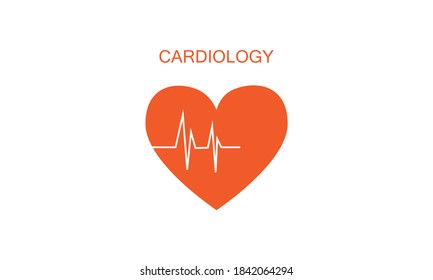 Heart pulse. Red and white colors. Heartbeat lone, cardiogram. Beautiful healthcare, medical background. Modern simple design. Icon. sign or logo. Flat style vector