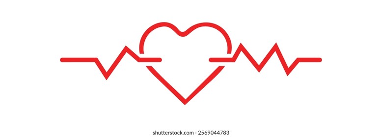 Heart pulse. Red and white colors. Heartbeat lone, cardiogram. Beautiful healthcare, medical background. Modern simple design. Icon. Life line vector. Eps 10.