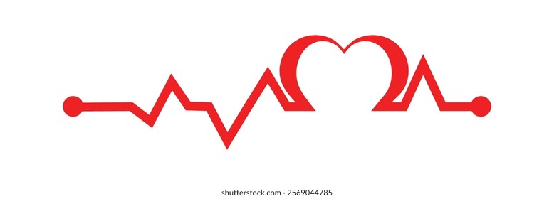 Heart pulse. Red and white colors. Heartbeat lone, cardiogram. Beautiful healthcare, medical background. Modern simple design. Icon. Life line vector. Eps 10.