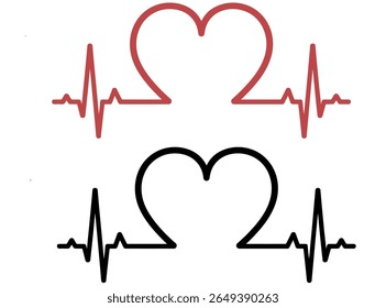 Pulso cardíaco. Vermelho e branco. Batimento cardíaco solitário, cardiograma. Belo sistema de saúde, plano de fundo médico. Design simples moderno. Ícone. sinal ou logotipo. Ilustração de vetor de estilo plano. Gráfico de pulsação.