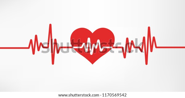 Heart pulse. Red\
and white colors. Heartbeat lone, cardiogram. Beautiful healthcare,\
medical background. Modern simple design. Icon. sign or logo. Flat\
style vector\
illustration.