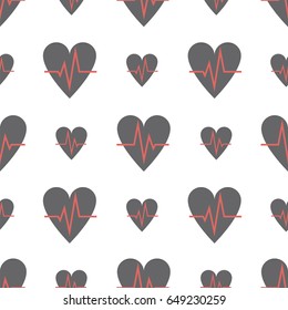 Heart pulse. Seamless pattern Vector illustration