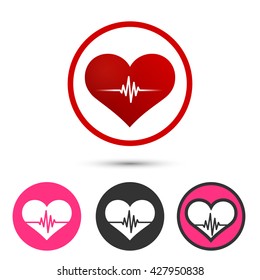 Heart pulse set logo red icon, Vector illustration