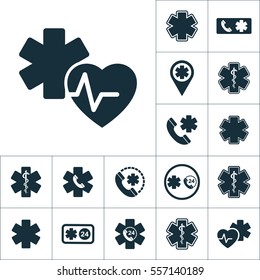 heart pulse star life icon, medical set on white background