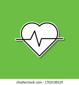 Heart pulse sticker icon. Simple thin line, outline vector of medical icons for ui and ux, website or mobile application