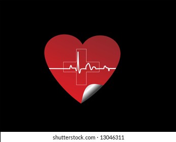 heart pulse sticker vector illustration