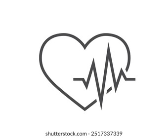 Heart with pulse symbol. Heartbeat line icon. Medical design element. Isolated vector image in simple style