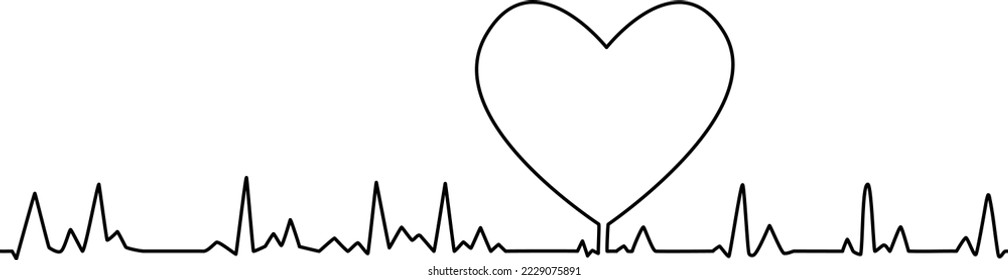 Trato de corazón y pulso con forma de corazón. Cardiología, cardiopatía, salud, medicina y concepto de vida