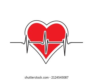 Pulso cardíaco, vector. Ilustración cardiaca, diseño de logotipo médico aislado en fondo blanco.