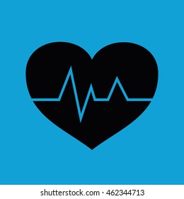 Heart pulse vector icon. Blue background
