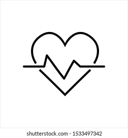 Heart And Pulse Vector Icon Design