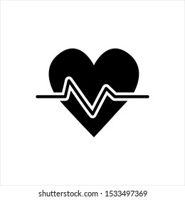 Heart And Pulse Vector Icon Design